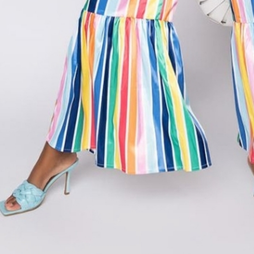 Striped Rainbow Ruffle-Hem Jumpsuit - Multi - Picture 5 of 8